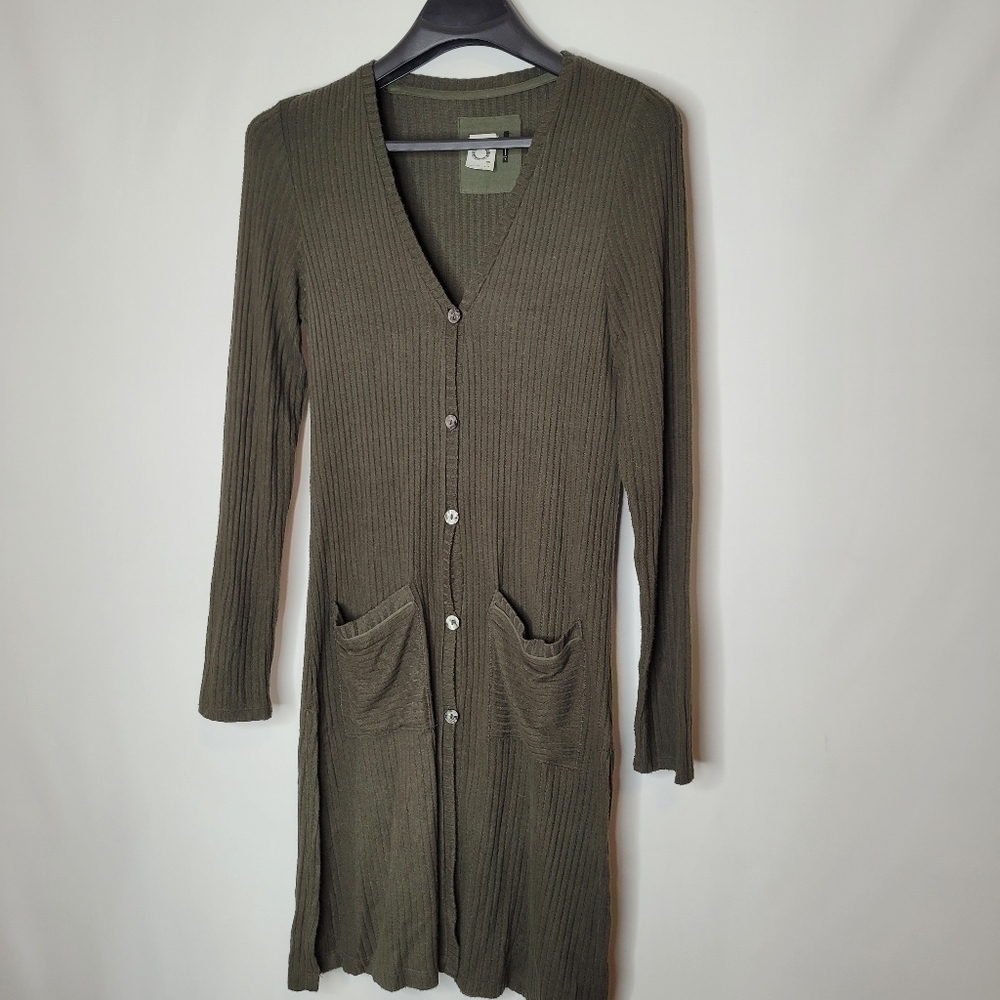 Anthropologie Green Knit Cardigan Sweater Dress - Picture 5 of 14